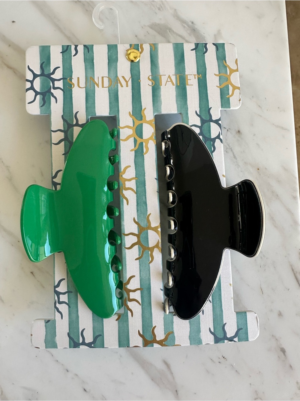 Kids Hair Claw Clips - Green & Black